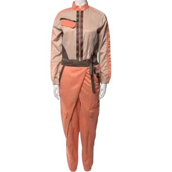Jordan Colorblock Pattern Long Sleeve Mock Neck Jumpsuit, XS - Picture 1 of 5